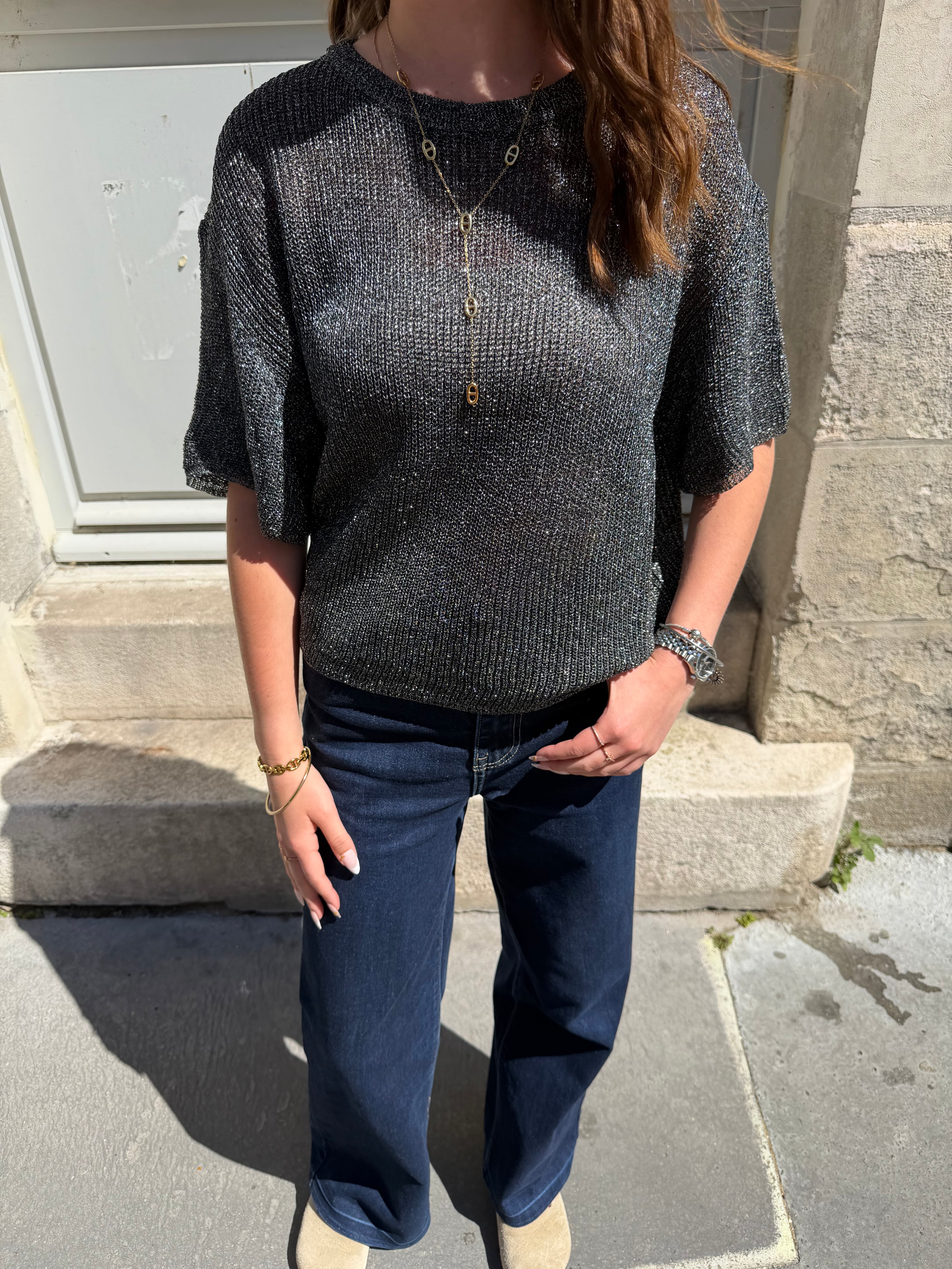 T-shirt en chaîne brillant