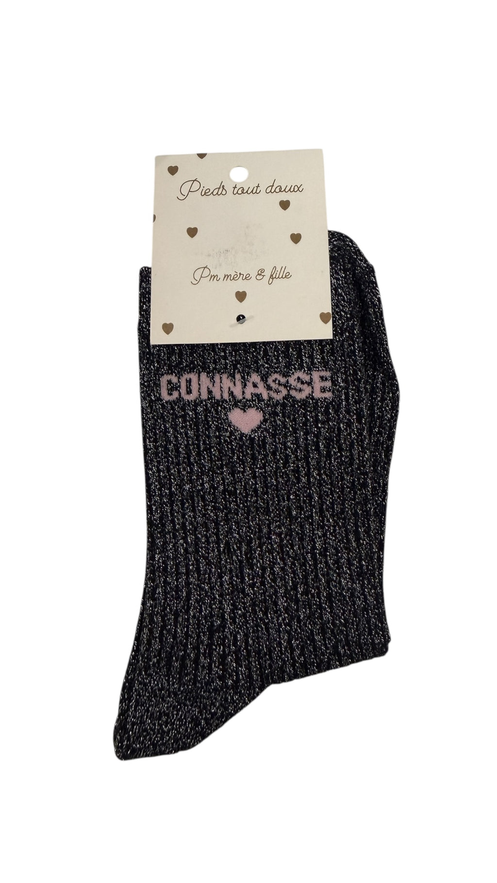 Chaussettes paillettes « Connasse »