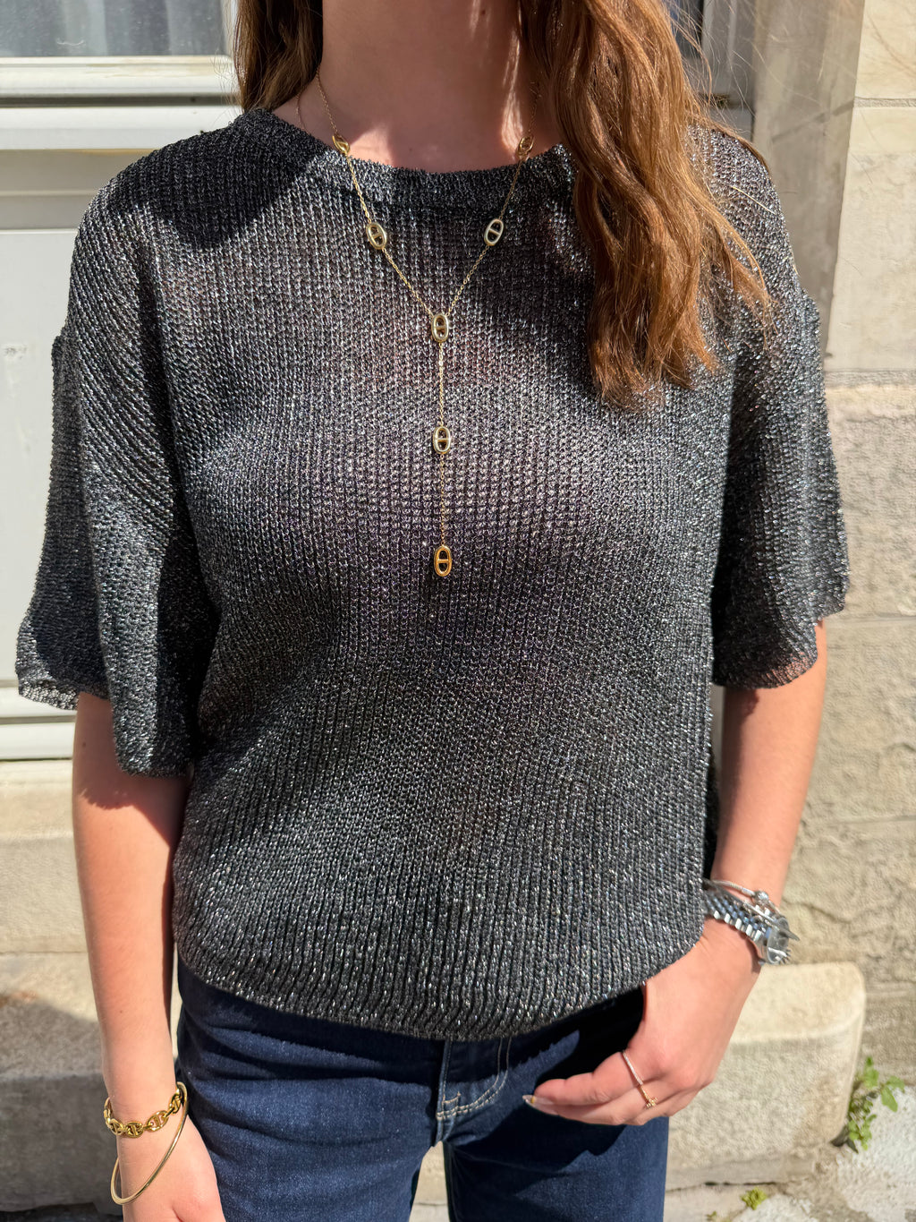 T-shirt en chaîne brillant