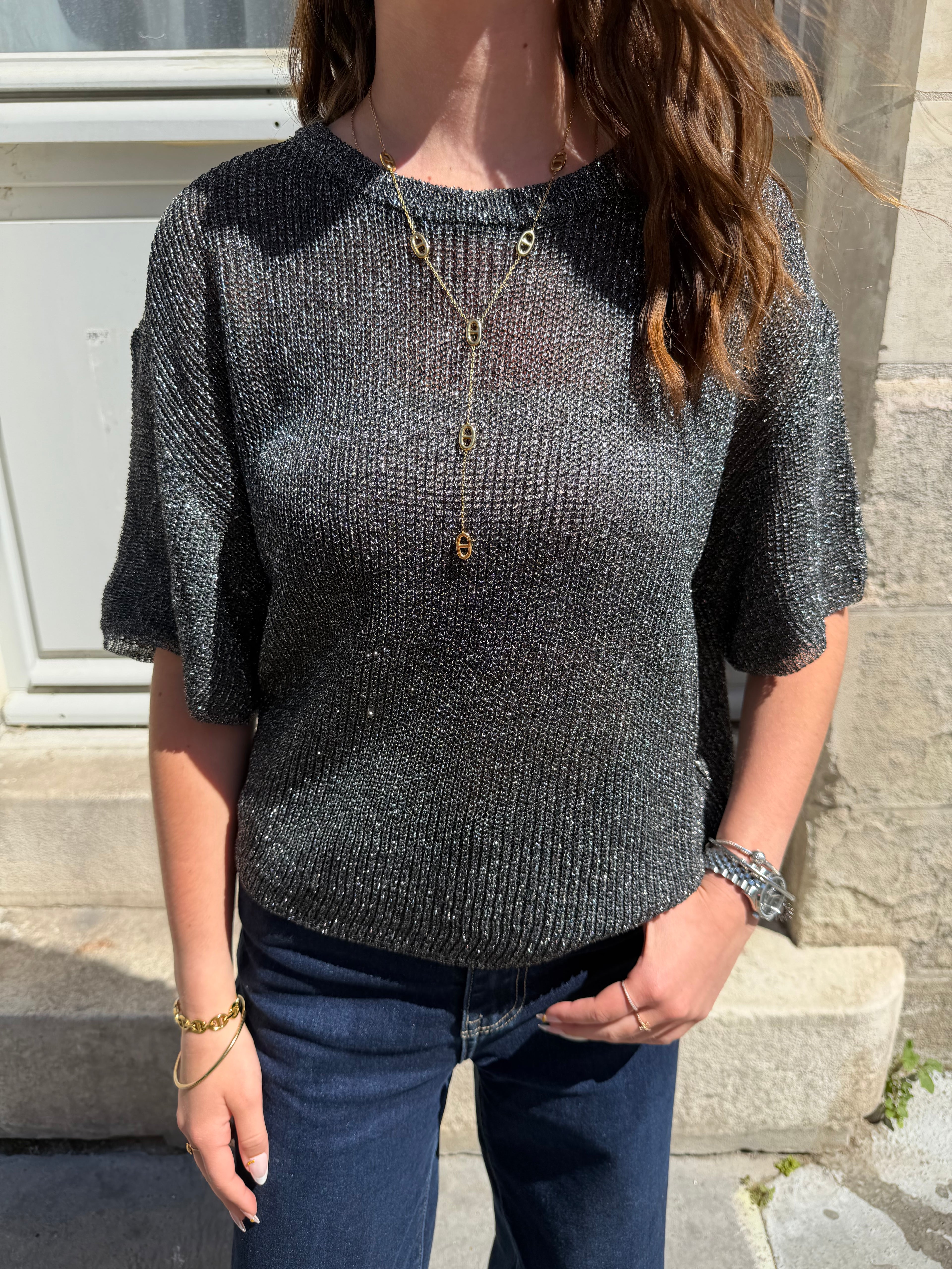 T-shirt en chaîne brillant