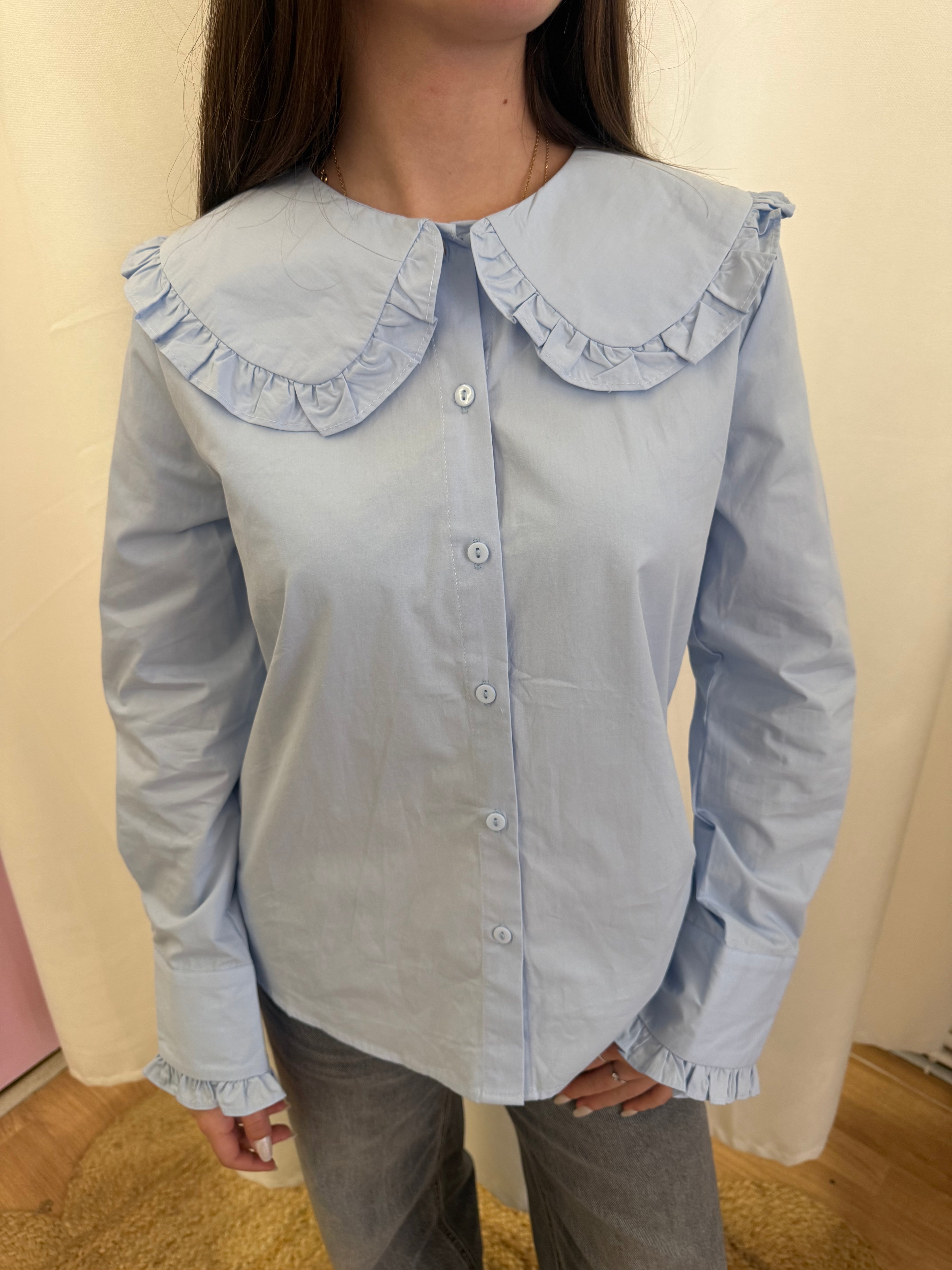 Chemise à col Claudine Bleu ciel