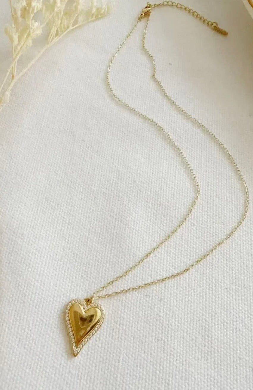Collier cœur strass