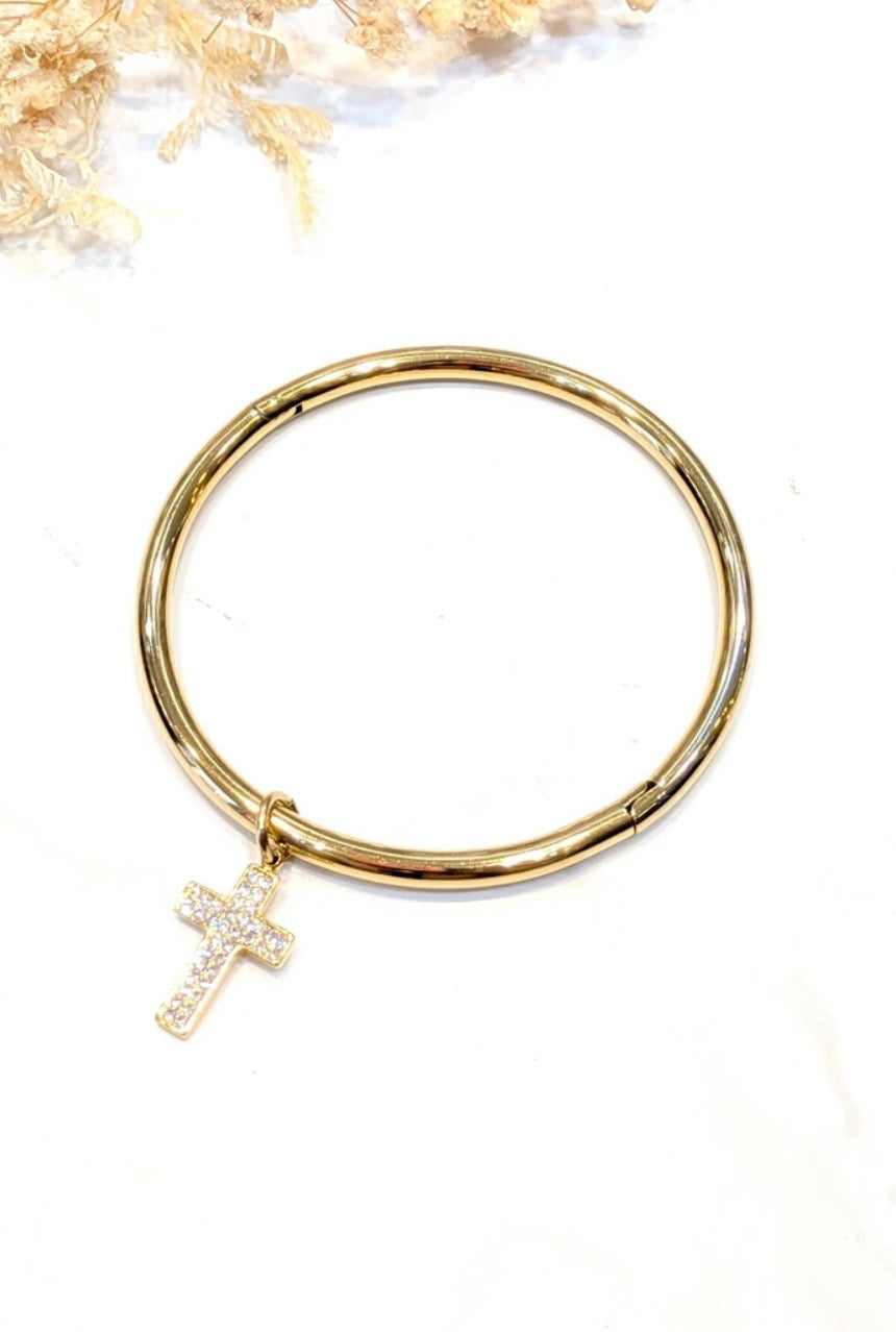 Jonc breloque croix