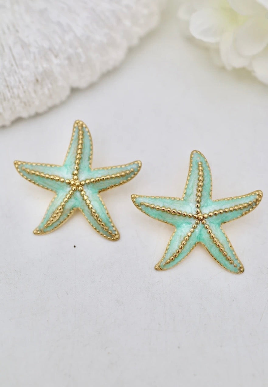 Boucles d’oreilles étoiles de mer bleu