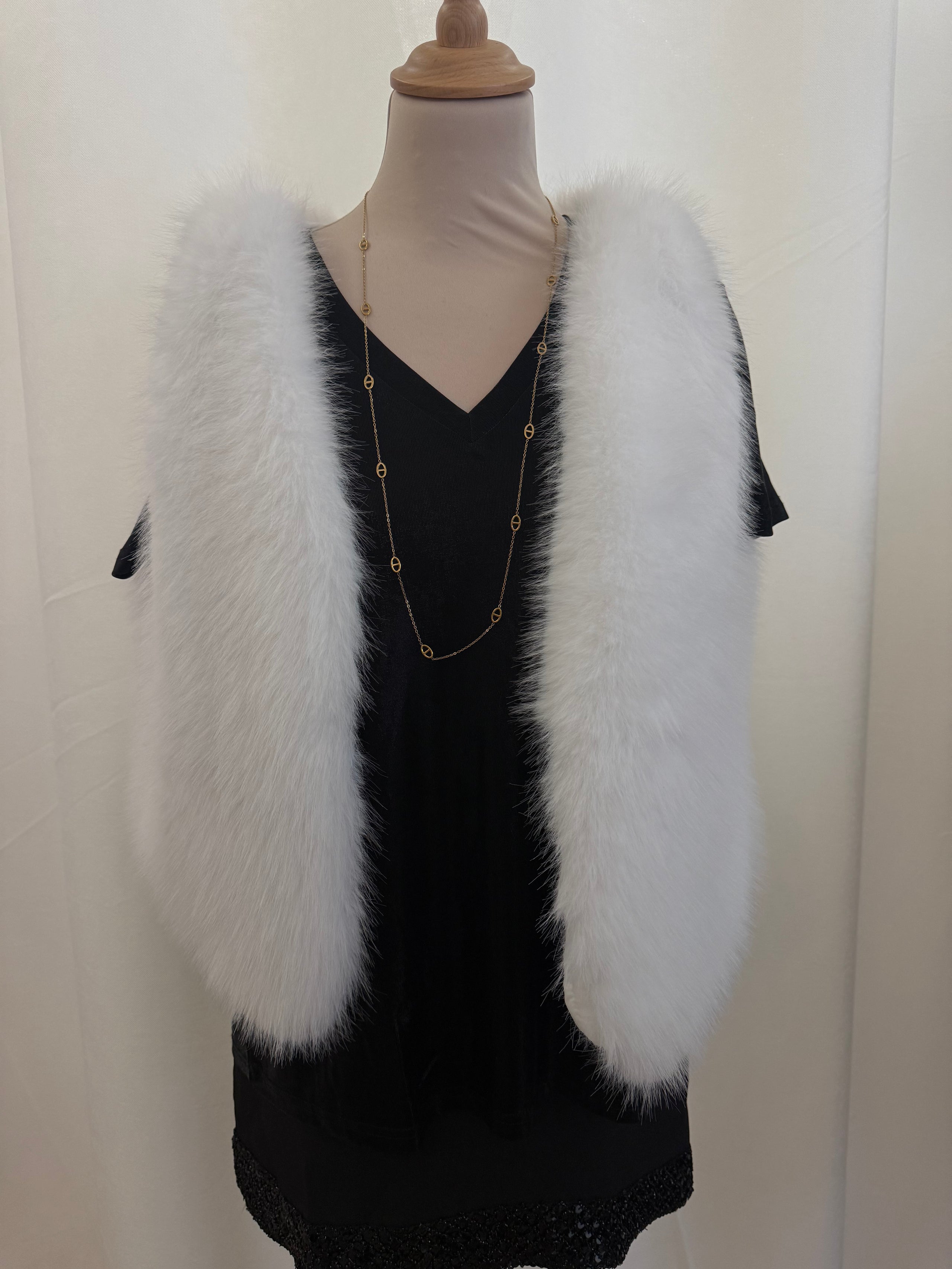 Veste sans manches à fourrure