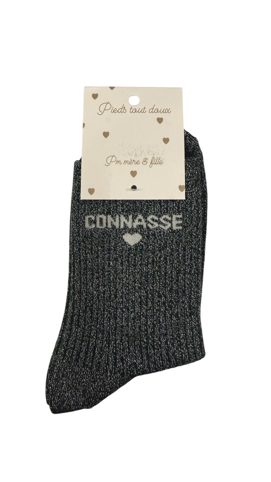 Chaussettes paillettes « Connasse »