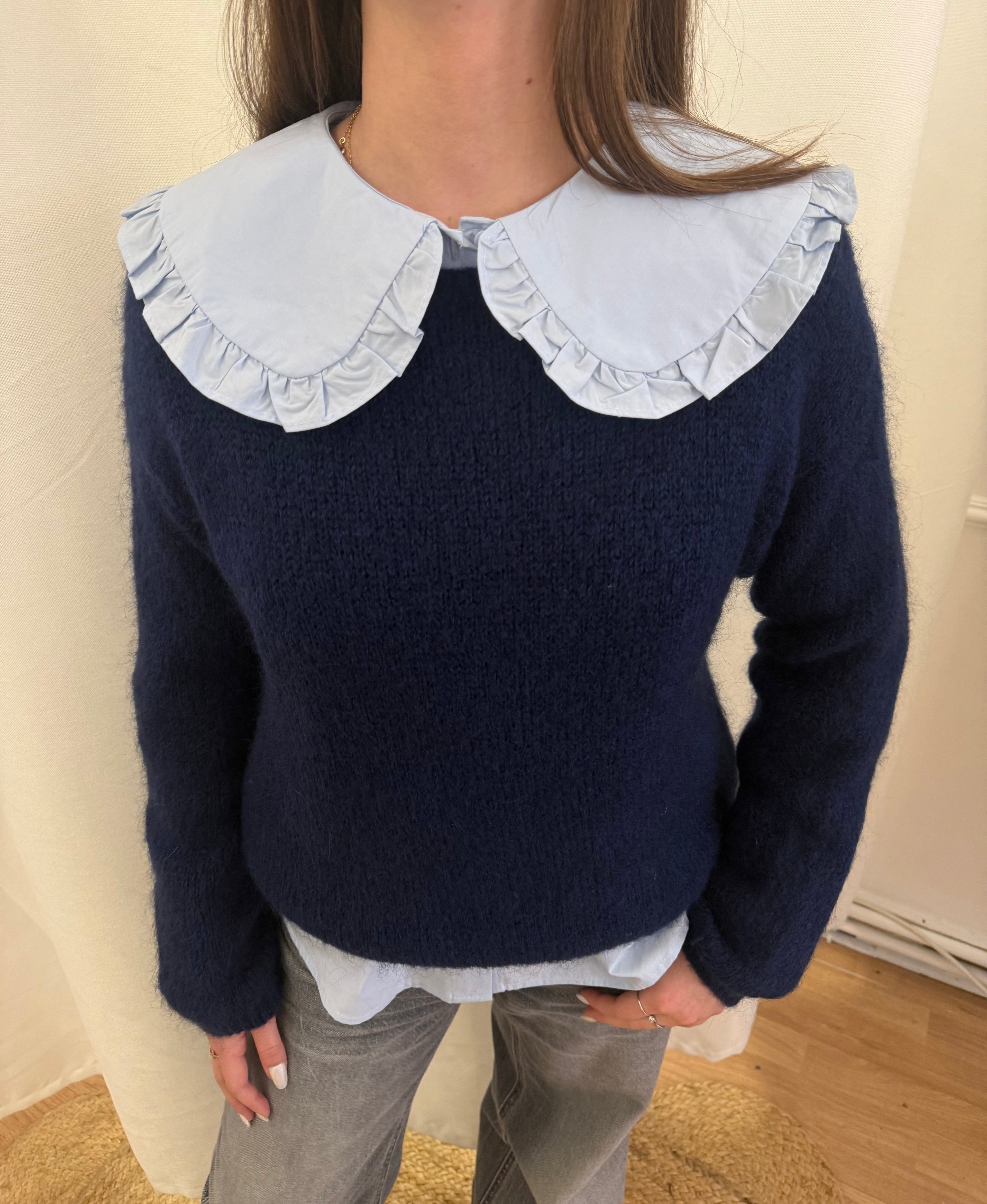 Chemise à col Claudine Bleu ciel