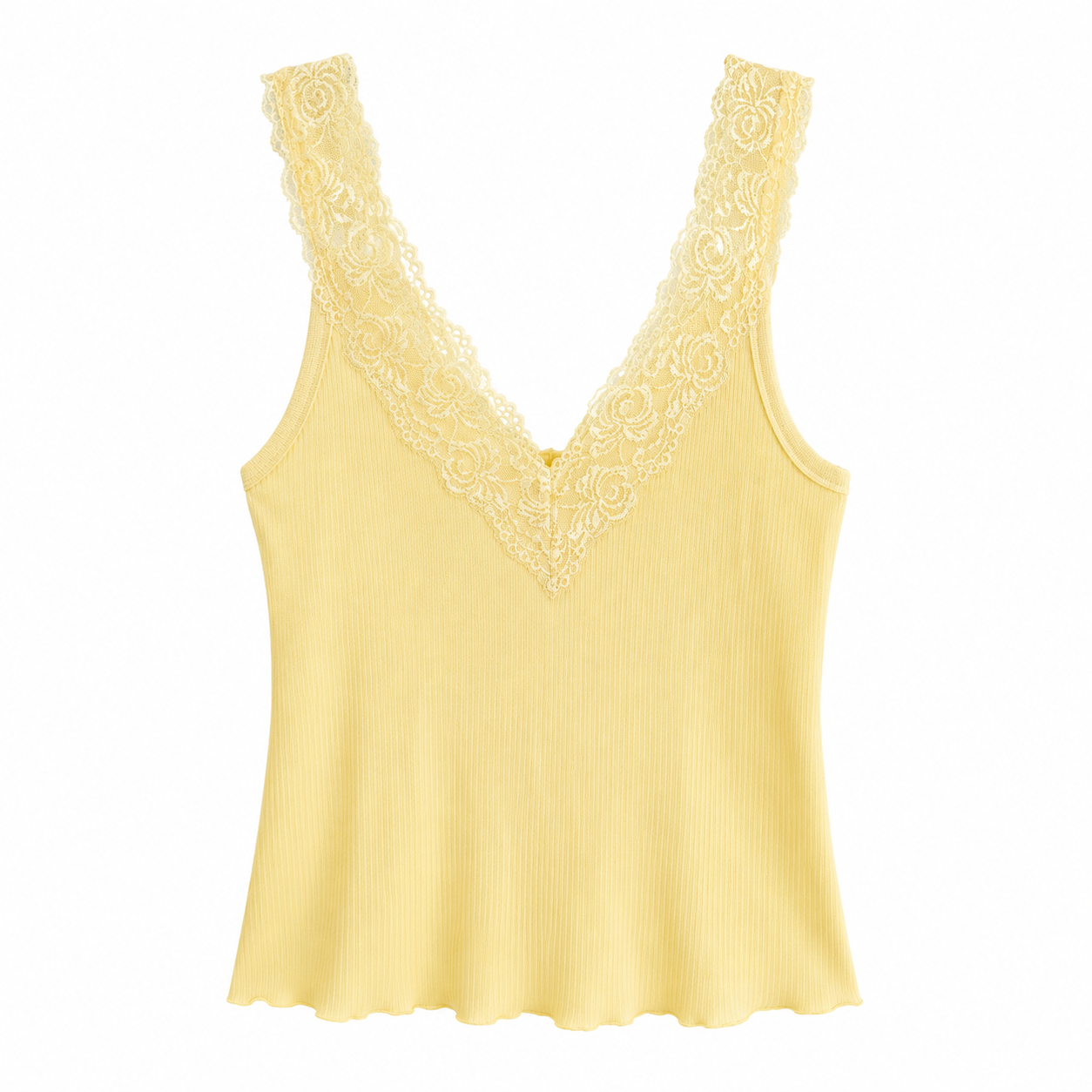 Débardeur dentelle jaune